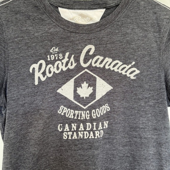 Vintage Roots Tee Women's Size XS Gray Logo Loungwear Relaxed Fit T-Shirt - Picture 3 of 10